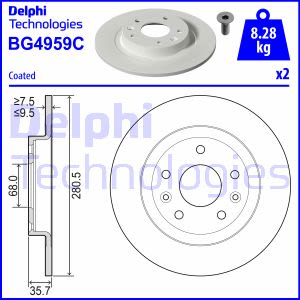 Remschijven DELPHI BG4959C achter, volledig, 2 Stuk