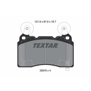 Kit de plaquettes de frein, frein à disque TEXTAR 2591501, Avant