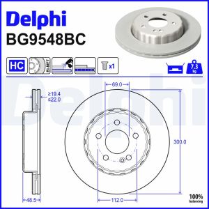 Disco de travão DELPHI BG9548BC, 1 Peça