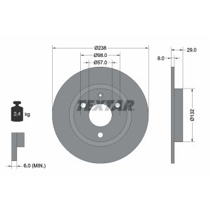 Disco freno TEXTAR 92038500 anteriore, completo, 1 pezzo