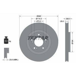 Disco freno TEXTAR 92177803 anteriore, ventilato, 1 pezzo