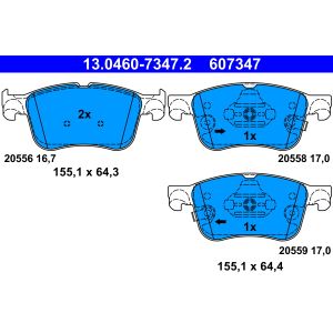 Conjunto de pastilhas de travão ATE 13.0460-7347.2, Frente