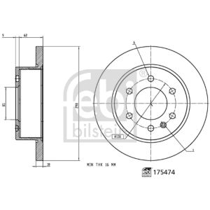 Remschijf FEBI BILSTEIN 175474 achter, compleet, 1 stuk