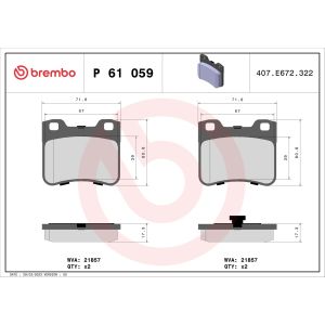 Bremsbelagsatz, Scheibenbremse BREMBO P 61 059
