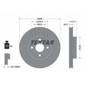 Disco de freno TEXTAR 92103100 delantero, ventilado , 1 Pieza