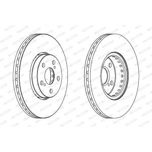 Remschijf FERODO DDF1575C voorkant, geventileerd, 2 stuk