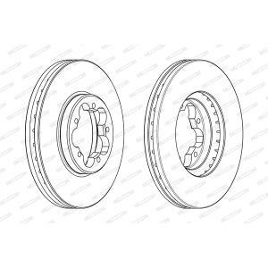 Remschijf FERODO DDF2469 voorkant, geventileerd, 2 stuk