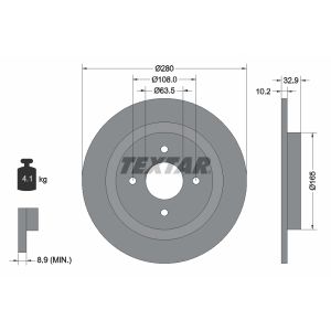 Disco freno TEXTAR 92172403 posteriore, completo, 1 pezzo