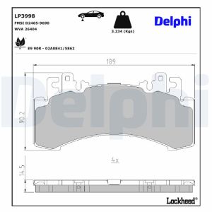 Conjunto de pastilhas de travão DELPHI LP3998