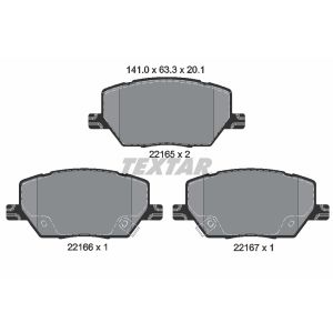 Kit de plaquettes de frein, frein à disque TEXTAR 2216501, Avant