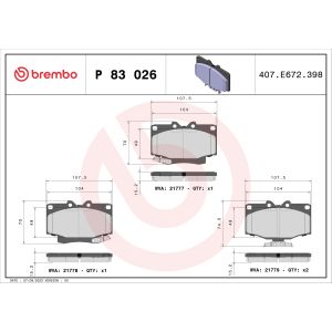 Bremsbelagsatz, Scheibenbremse BREMBO P 83 026