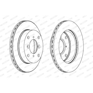 Remschijf FERODO DDF623C voorkant, geventileerd, 2 stuk