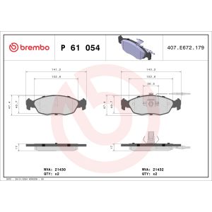 Levyjarrun jarrupalasarja BREMBO P 61 054