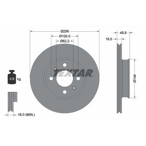 Disque de frein TEXTAR 92204900 avant, ventilé, 1 pièce