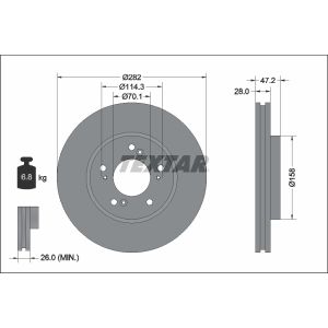 Disco de travão TEXTAR 92138700 frente, ventilado, 1 Peça