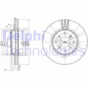 Dischi freno DELPHI BG3516 anteriore, ventilato, 2 pezzo