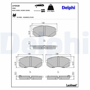 Bromsbeläggssats DELPHI LP3538, fram