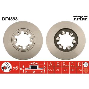 Jarrulevy TRW DF4898 edessä, tuuletettu, 1 kpl