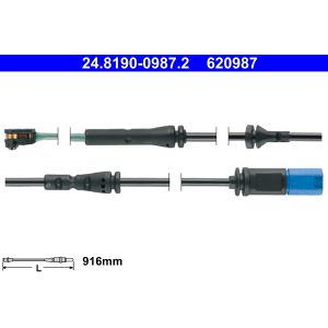 Sensor de desgaste das pastilhas de travão, dianteiro  ATE 24.8190-0987.2