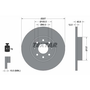 Disque de frein TEXTAR 92164603 avant, plein, 1 pièce