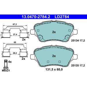 Remblok set, schijfrem ATE Ceramic 13.0470-2784.2