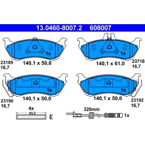 Conjunto de pastilhas de travão ATE 13.0460-8007.2, atrás