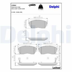 Bremsbelagsatz DELPHI LP804, Vorne