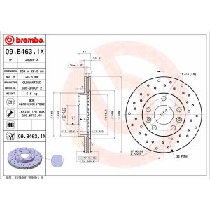 Disco freno BREMBO 09.B463.1X