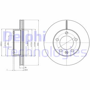 Remschijven DELPHI BG4328 voorkant, geventileerd, 2 Stuk