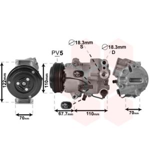 Kompressor för luftkonditionering VAN WEZEL 3700K608