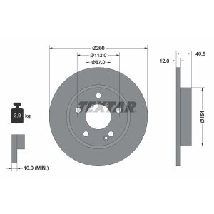 Disco de freno TEXTAR 92091203 delantero, macizo, 1 Pieza