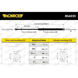 Gasfeder, Kofferraumdeckel MONROE ML6225