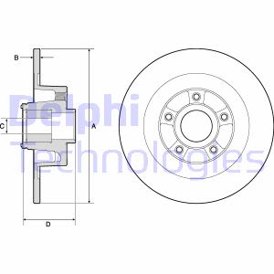 Remschijf DELPHI BG9135RS achter, volledig, 1 Stuk