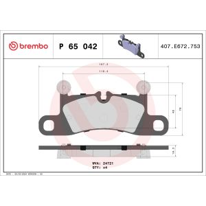 Conjunto de pastilhas de travão BREMBO P 65 042