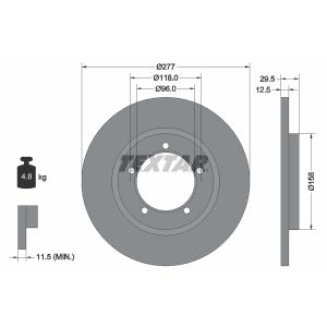 Disque de frein TEXTAR 92114100 avant, plein, 1 pièce