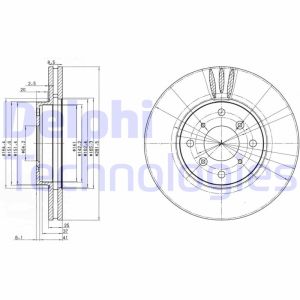 Jarrulevy DELPHI BG3516 etupuolella/tuuletettu/2 kpl