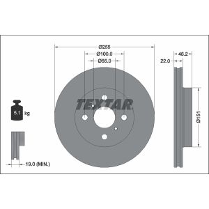 Disco de freno TEXTAR 92344803 vorne, ventilado , 1 Pieza