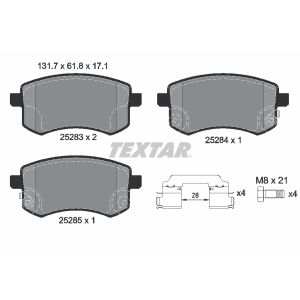 Jeu de plaquettes de frein à disque TEXTAR 2528301, Avant