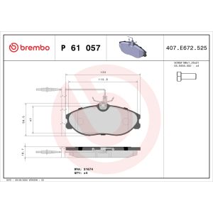 Conjunto de pastilhas de travão BREMBO P 61 057, frente