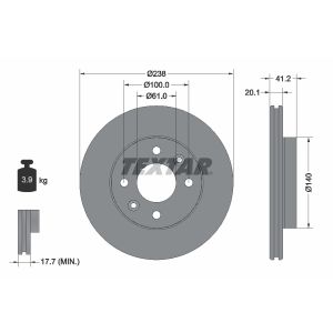 Bremsscheibe TEXTAR 92036200, vorne, belüftet , 1 Stück