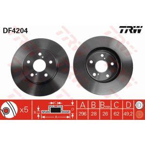 Disque de frein TRW DF4204, 1 pièce