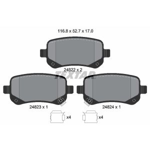 Kit de plaquettes de frein, frein à disque TEXTAR 2482201, Arrière