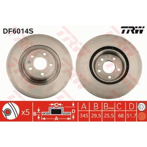 Bremsscheibe TRW DF6014S vorne, belüftet, 1 Stück