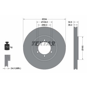 Disque de frein TEXTAR 92162600 avant, ventilé, 1 pièce