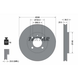 Disco freno TEXTAR 92128300 anteriore, ventilato, 1 pezzo