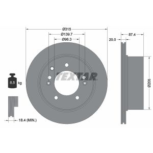 Bremsscheibe TEXTAR 92147400 hinten, belüftet, 1 Stück