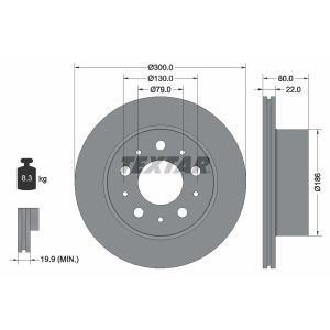 Disco de freno TEXTAR 92284303 hinten, ventilado , 1 Pieza