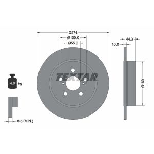 Disque de frein TEXTAR 92333703 à l'arrière, plein, 1 pièce