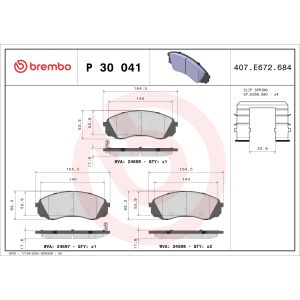 Remblokset BREMBO P 30 041, voor