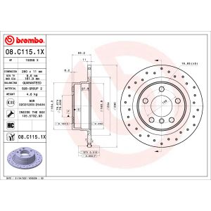 Remschijf BREMBO XTRA LINE BREMBO 08.C115.1X, 1 Stuk